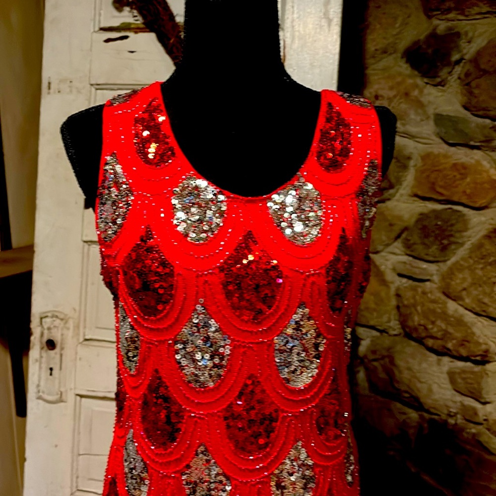Red sequin dress